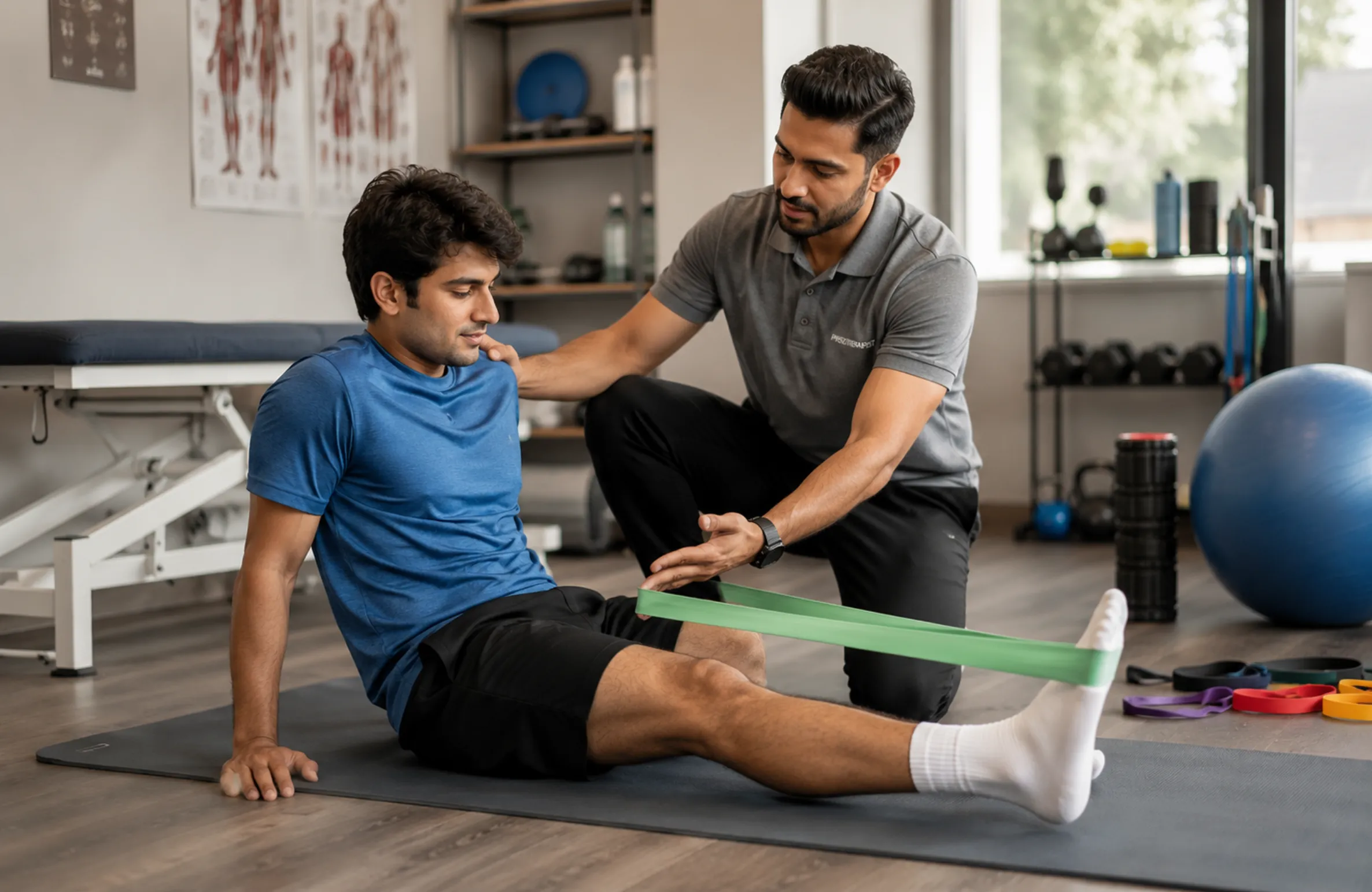 Rehabilitation specialist guiding a patient through daily independence exercises
