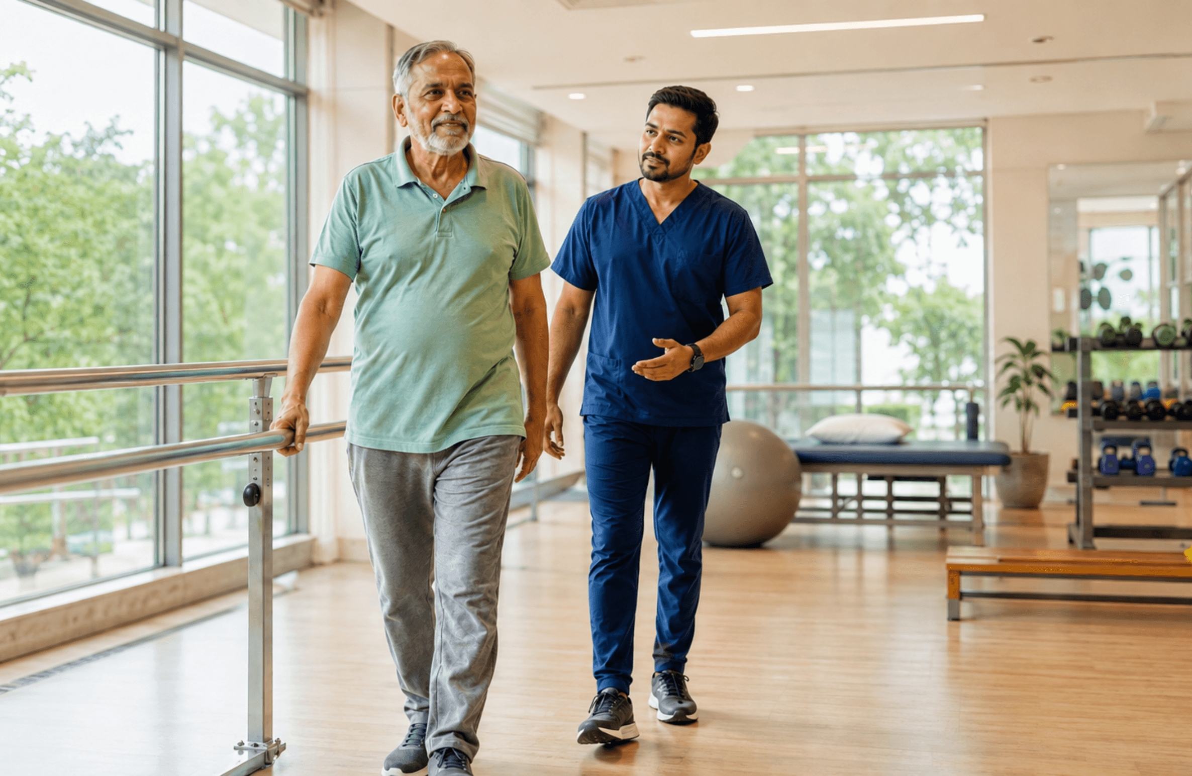 Multidisciplinary rehabilitation team helping a patient recover